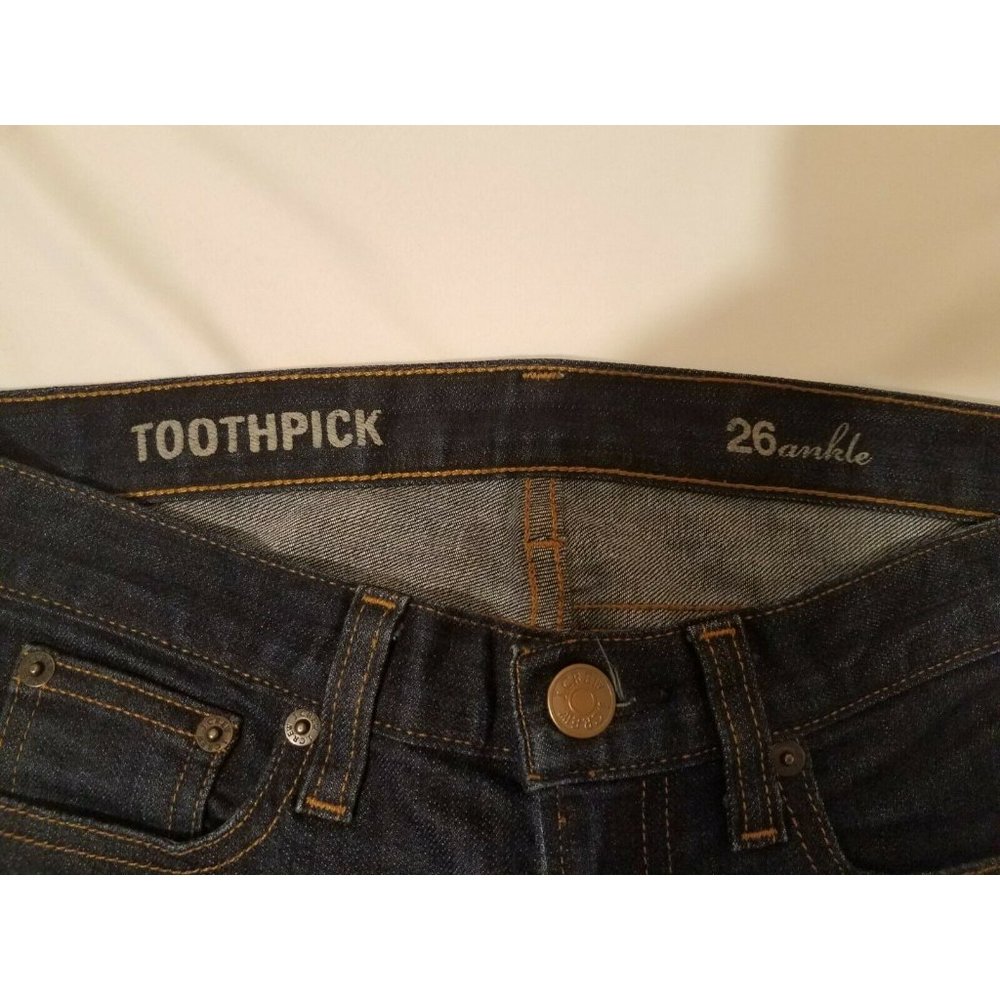 J. Crew Women's Sz. 26 Ankle Toothpick Jeans Dark Wash 27 in. Inseam - Picture 3 of 5